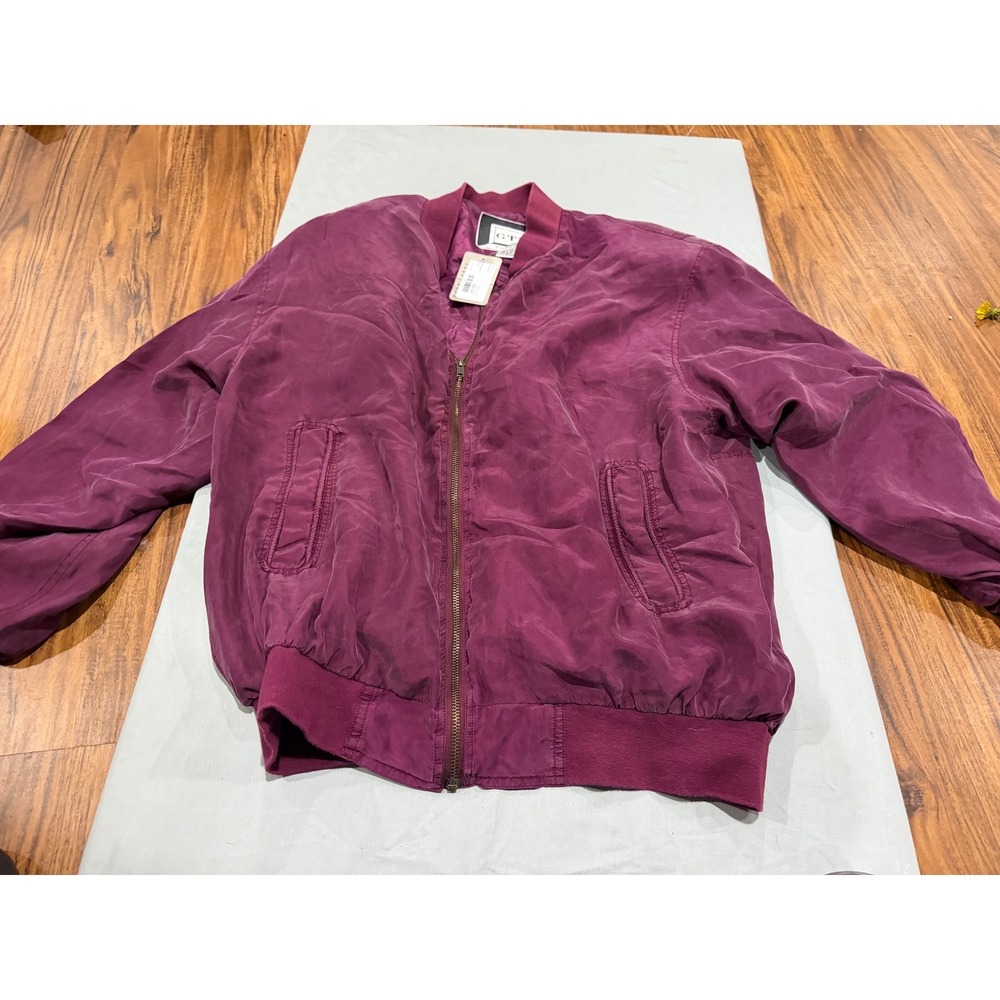 Vintage Womens GTI Exclusive Silk Bomber Jacket M Plum Purple 80s 90s Retro